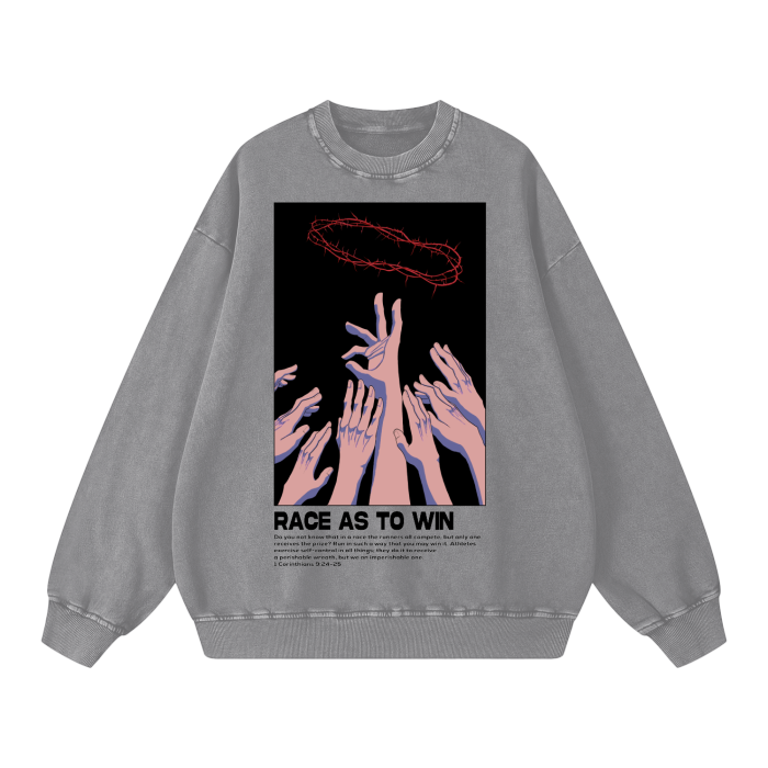 Race as to Win Acid Wash Sweatshirt